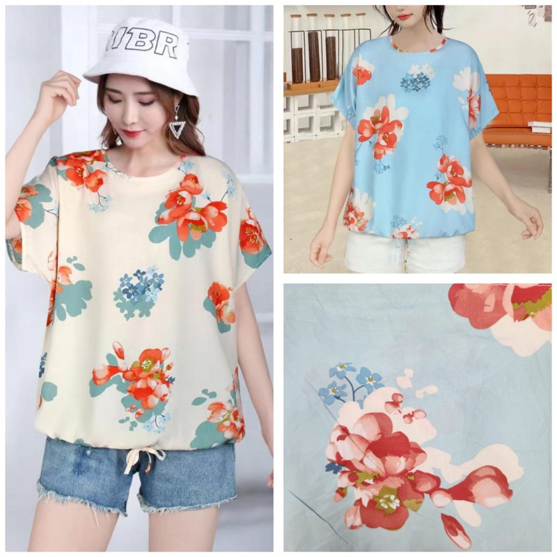 Blouse rayon motif bunga