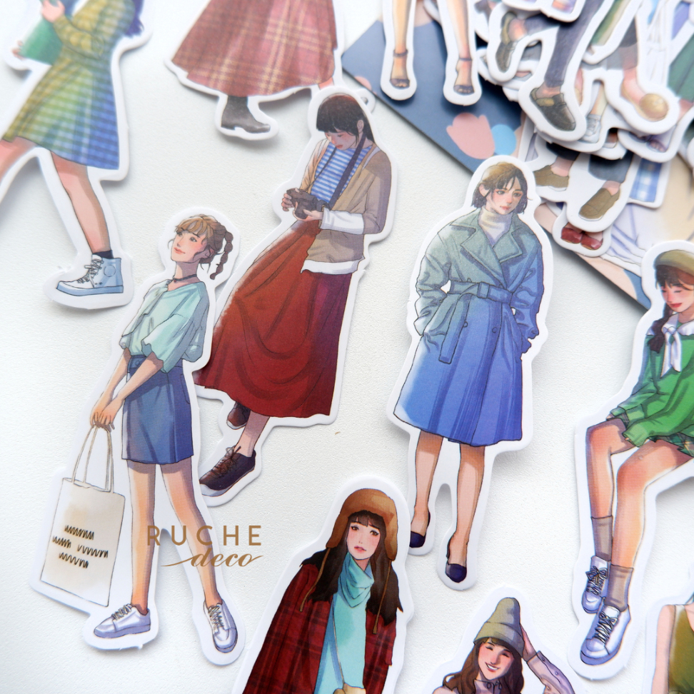 

RUCHE DECO - People Sticker Pack 4 / Girl Sticker / OOTD Sticker / sticker girl aesthetic journal / stiker people with outfit untuk dekorasi journaling kit scrapbook
