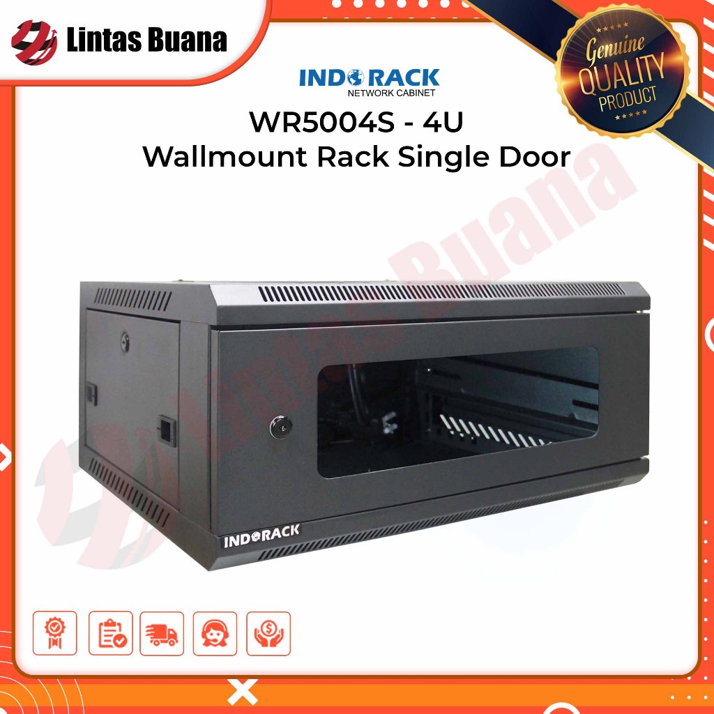 INDORACK WR5004S - 4U Wallmount Rack Depth 500mm Single Door 19"