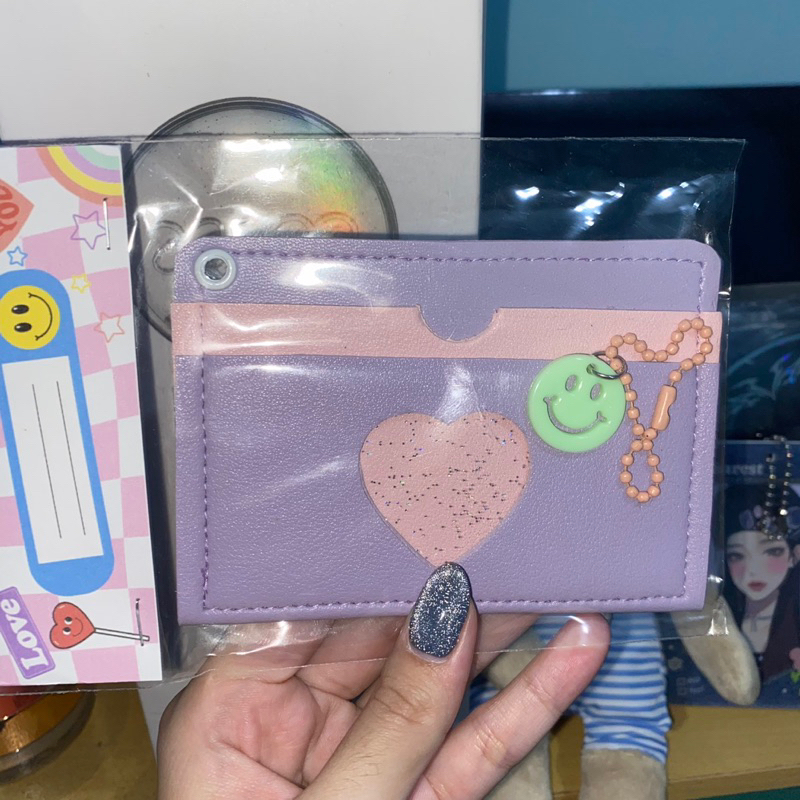 Mahasarn Handmade Pink Purple Card Wallet Heart Holder Cahol