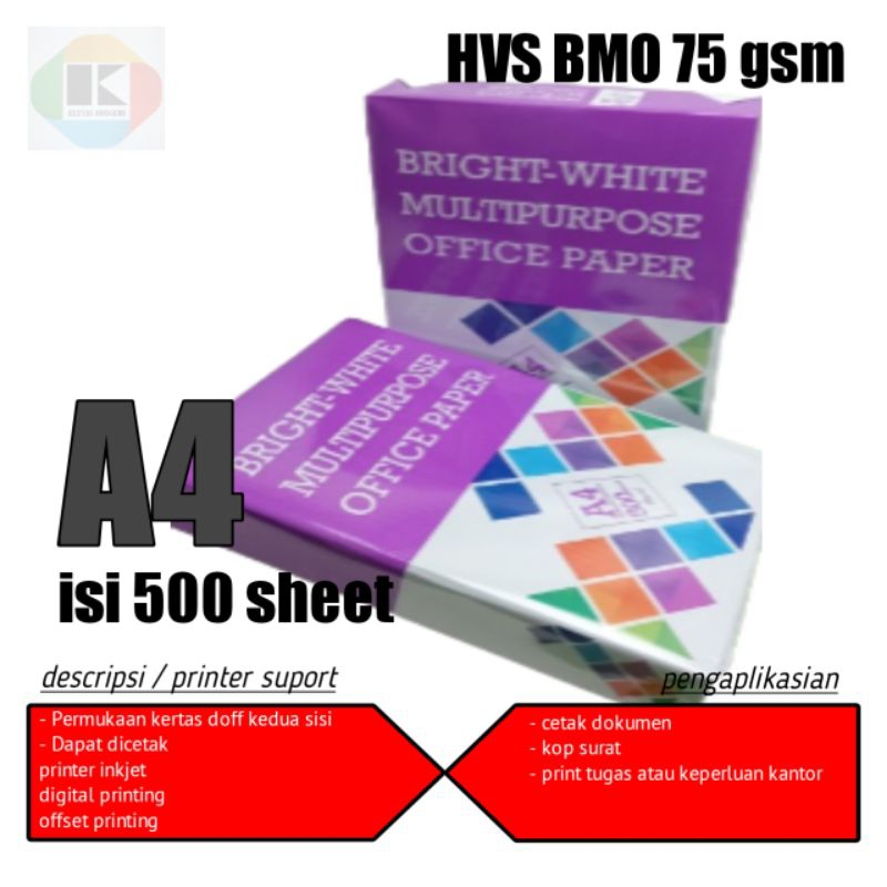 

kertas HVS BMO 75 gsm ukuran A4 isi 500 lembar kertas HVS BMO A4 isi 500 lembar kertas fotocopy