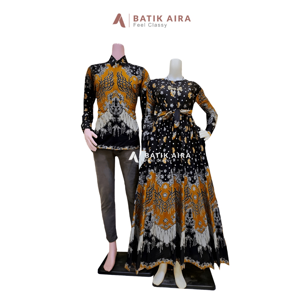 Batik Aira - Batik Couple Gamis Kemeja Rantai Ijo