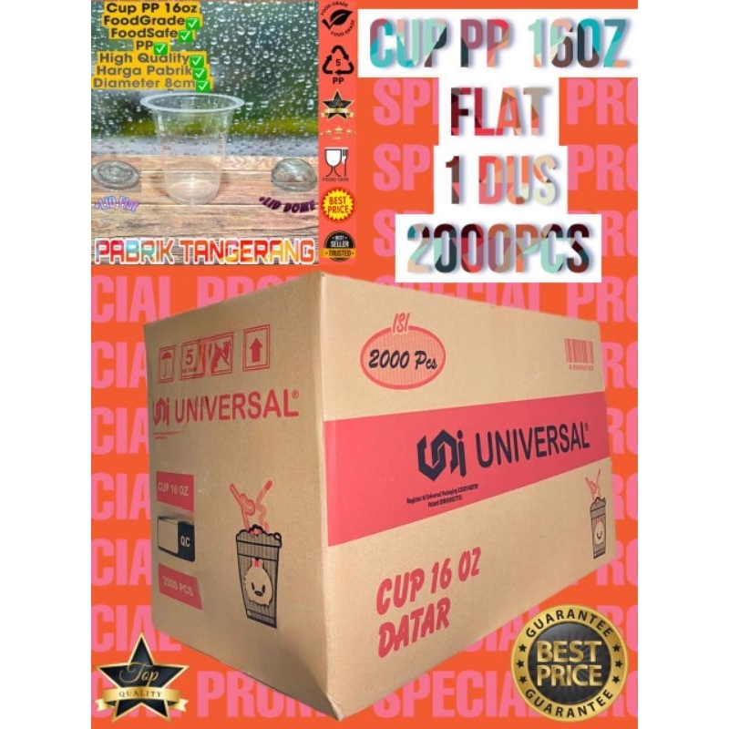 isi 2000pcs / Cup gelas 16oz / Cup pp 16oz / Gelas es teh 16oz / Gelas plastik 16 oz