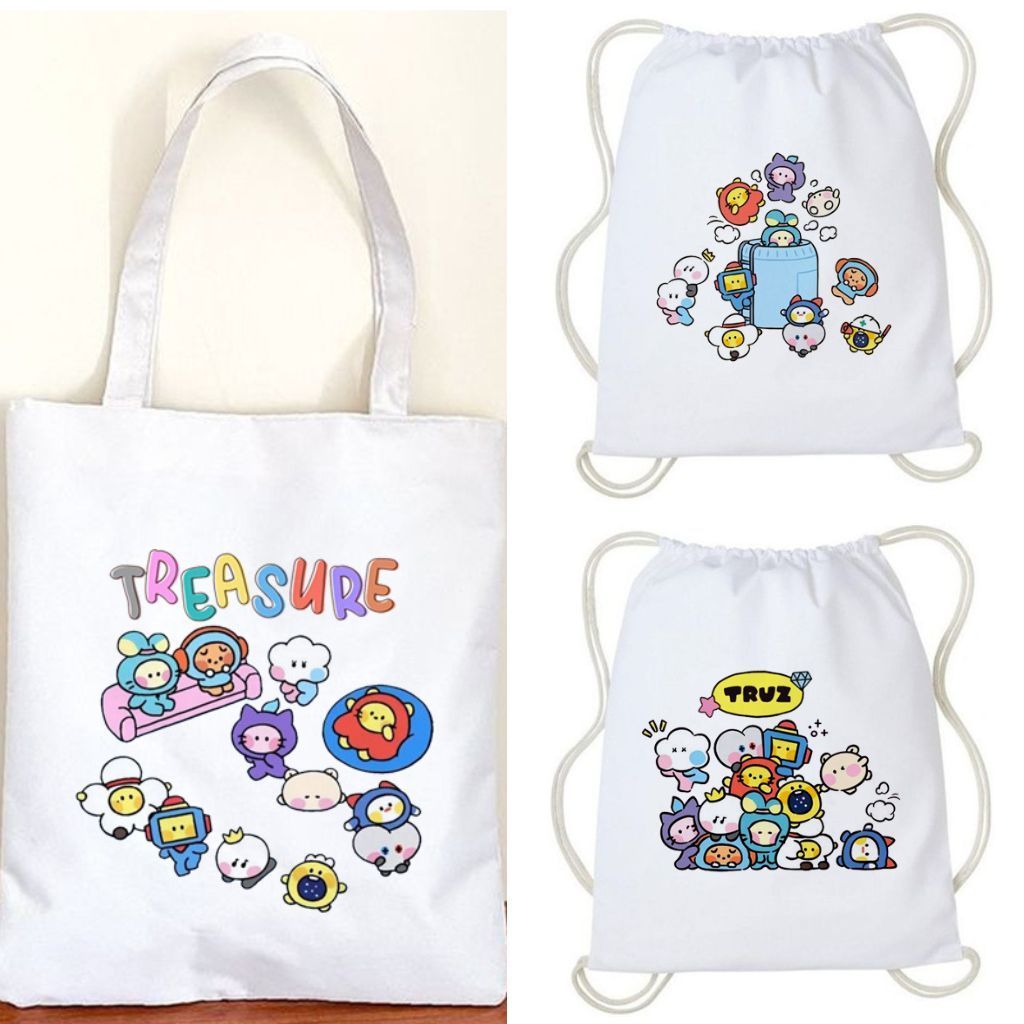 Totebag Tote Bag Truz Treasure Kpop Korea Lucu Tas Serut Kanvas Wanita Aesthetic