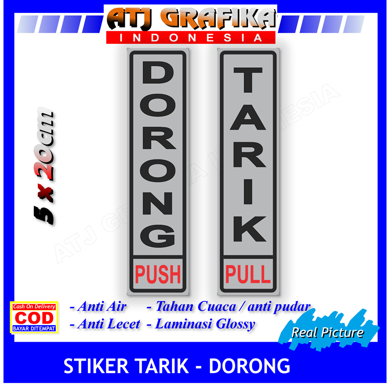 

Label stiker dorong tarik arah buka sticker pintu kantor toko kaca