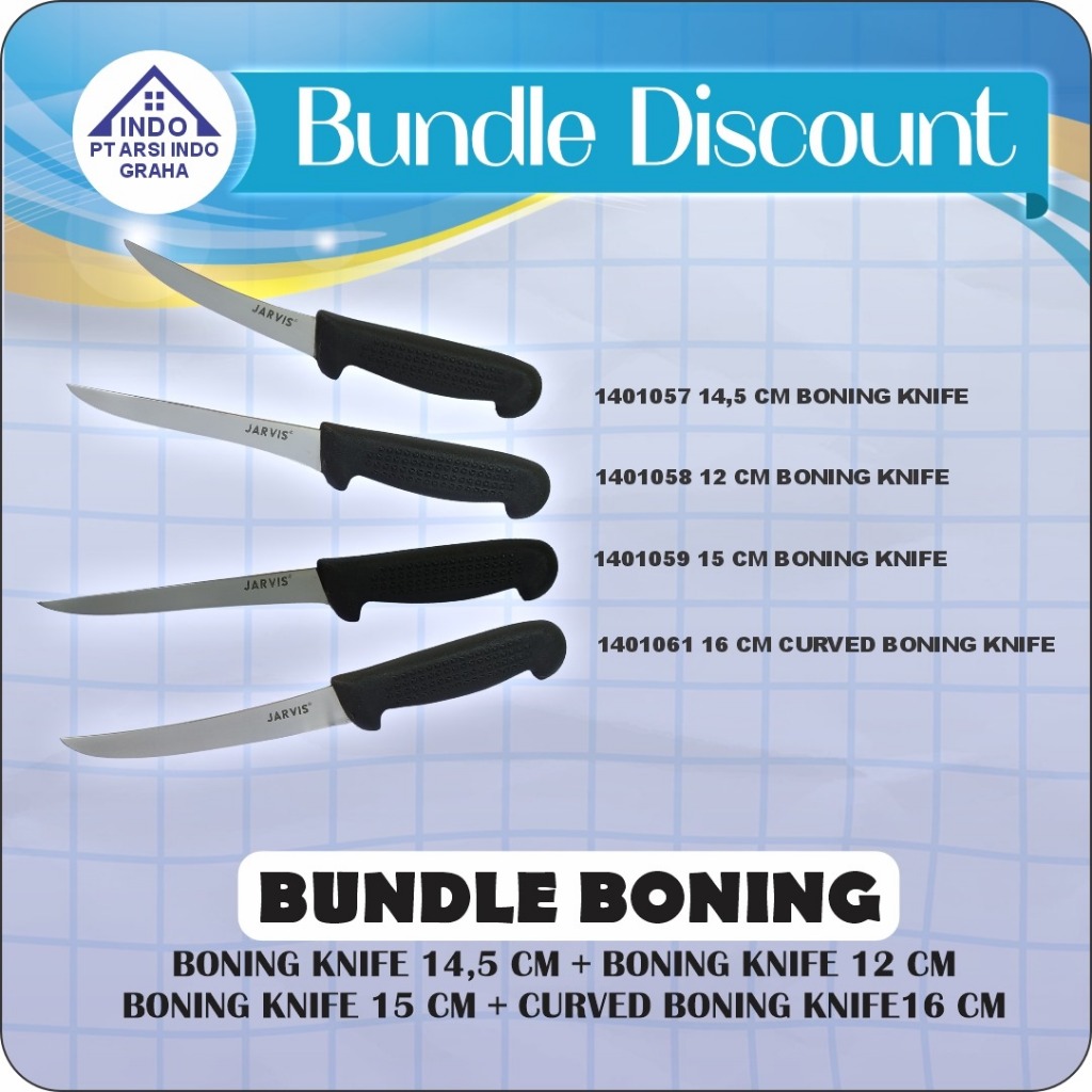Jarvis Knives Boning Set (1401057 14,5 CM BONING KNIFE, 1401058 12 CM BONING KNIFE, 1401059 15 CM BO