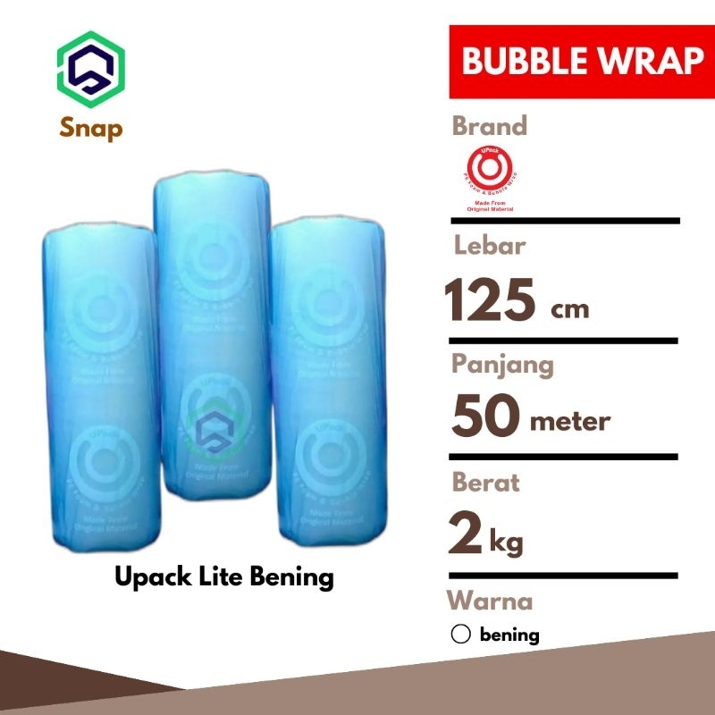 

Bubble Wrap Bening 125 Cm x 50 M Upack Lite Ekonomis