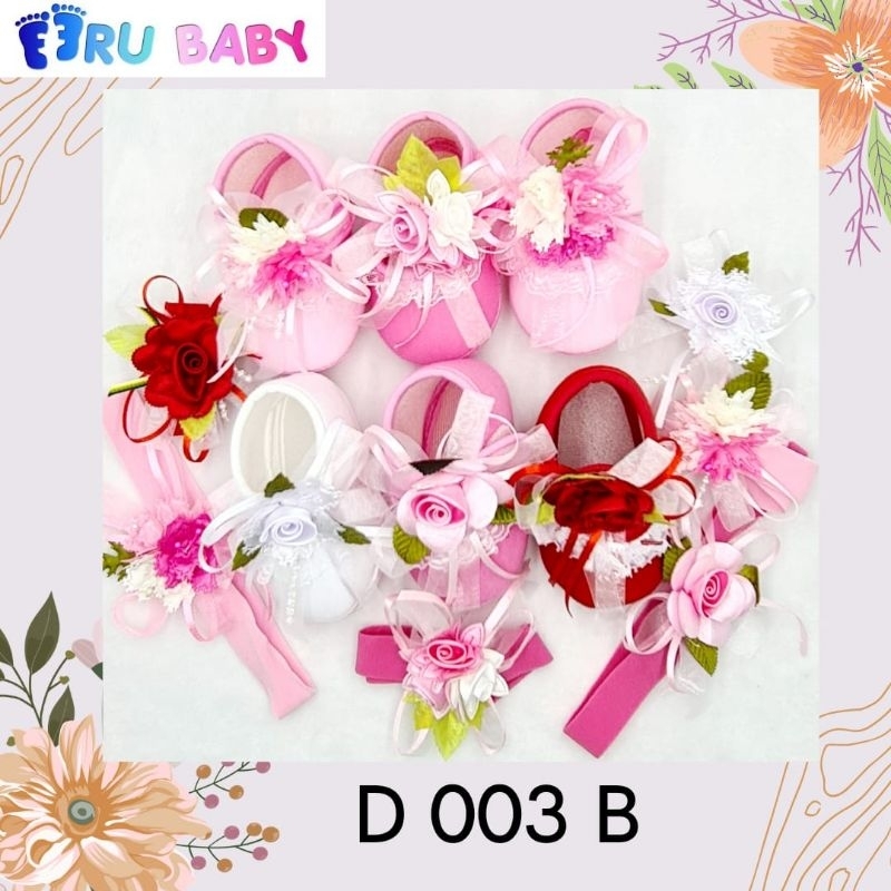 Sepatu Baby Girl 0-4 Bulan D003B+Bandana Eeru Baby