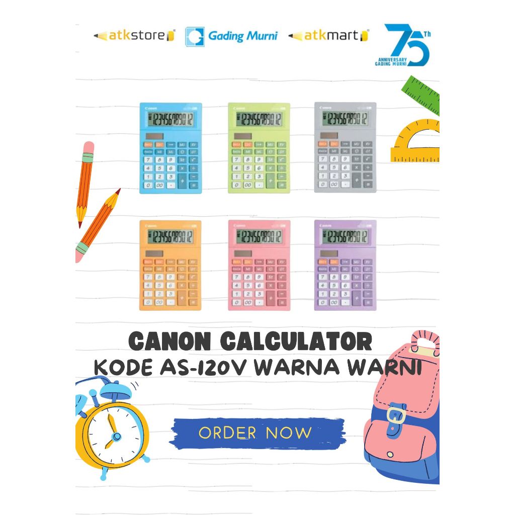 

CANON KALKULATOR WARNA WARNI AS 120V