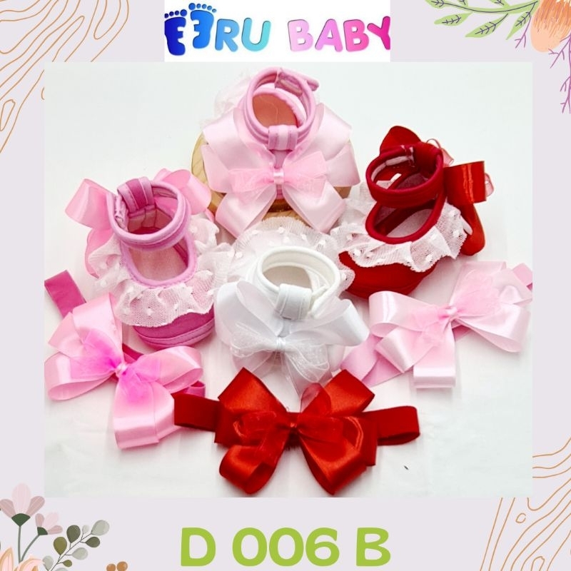 Sepatu Baby Girl 0-4 Bulan D006B+Bandana Eeru Baby