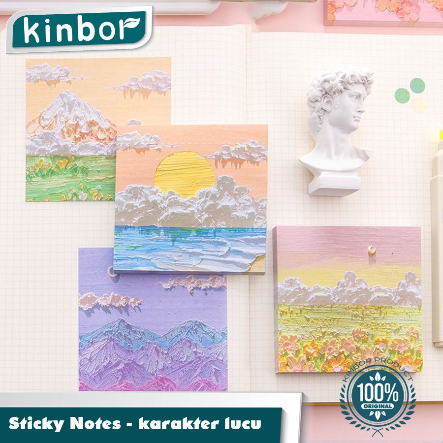 

Kinbor Sticky notes aesthetic/ Post it oil painting/ Memopad lucu/ Memo tempe