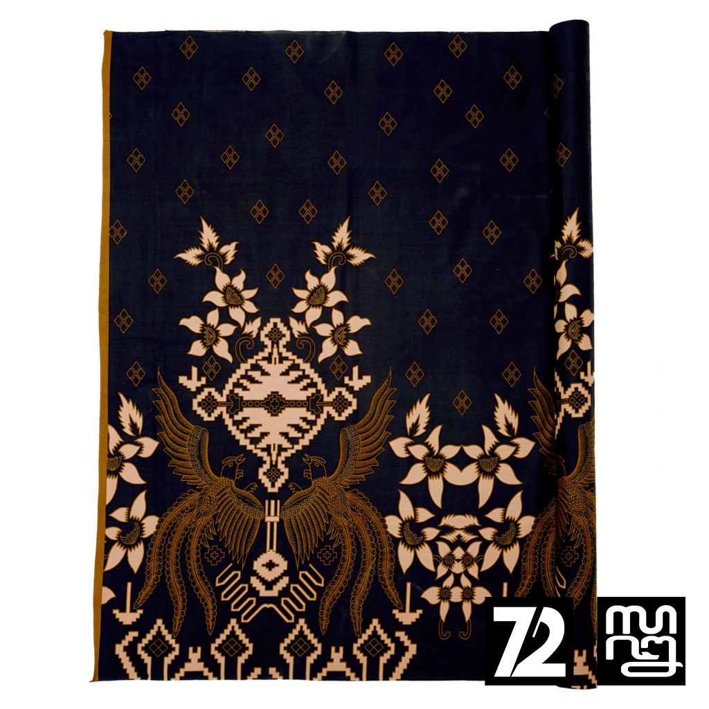 KAIN BATIK PREMIUM Bahan Katun Motif Burung Tali Asih Warna Hitam Cream Krem Coklat 729489 CAP 72 - 
