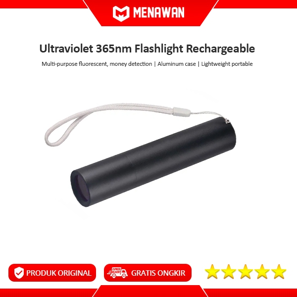 UV Flashlight Rechargeable Lampu Senter Uang Palsu Ultraviolet UV-365 Baterai isi Ulang USB Original
