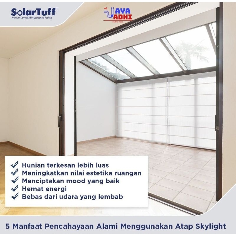 Solartuff Flat 3mm - Per Meter CLEAR - SolarFlat Atap Bening Transparan Anti UV Polycarbonate Pengga