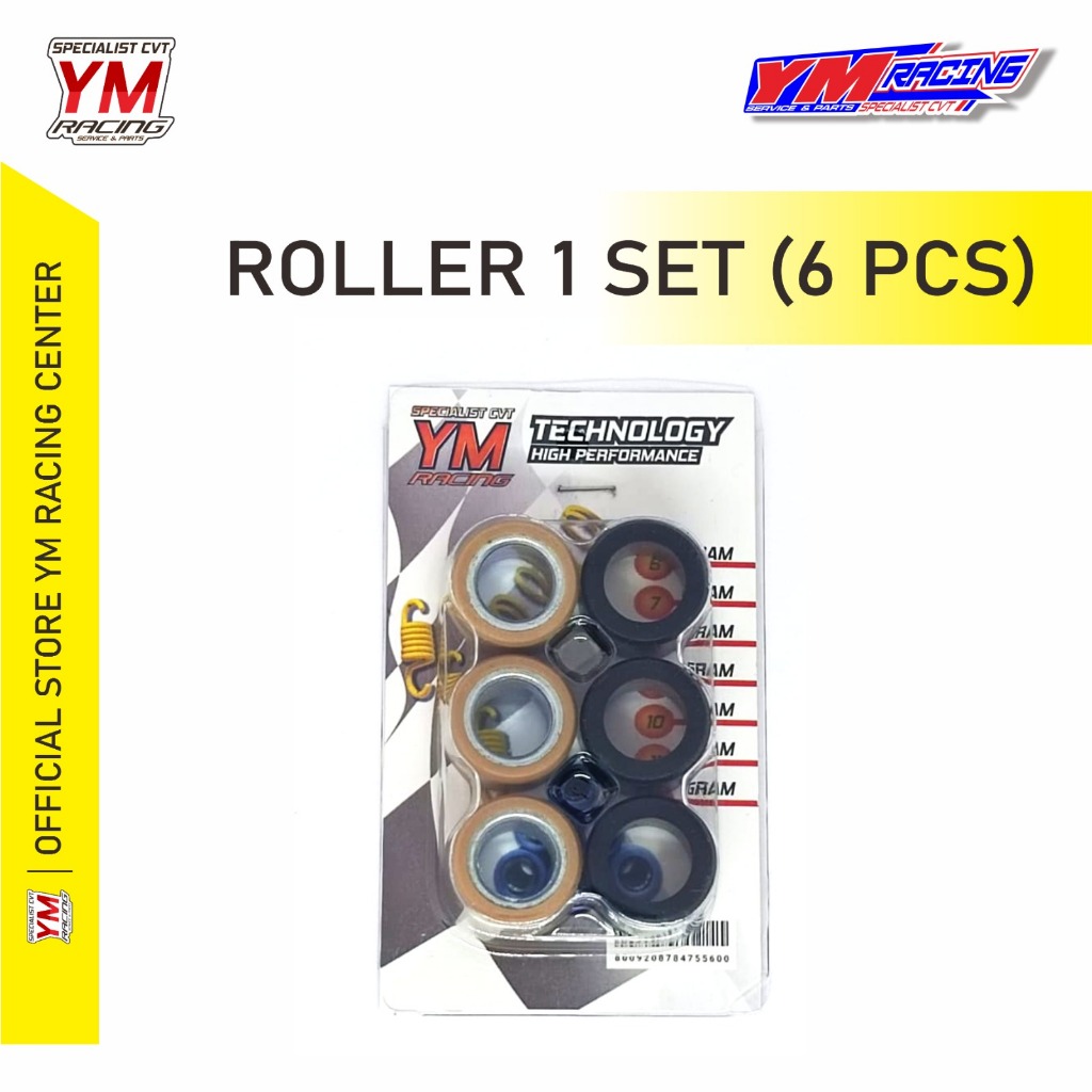 ROLLER SET  ISI 6 BUTIR YM RACING ALL MATIC / ROLLER RACING UNTUK SEGALA MOTOR MATIC | ROLLER 6 BUTI