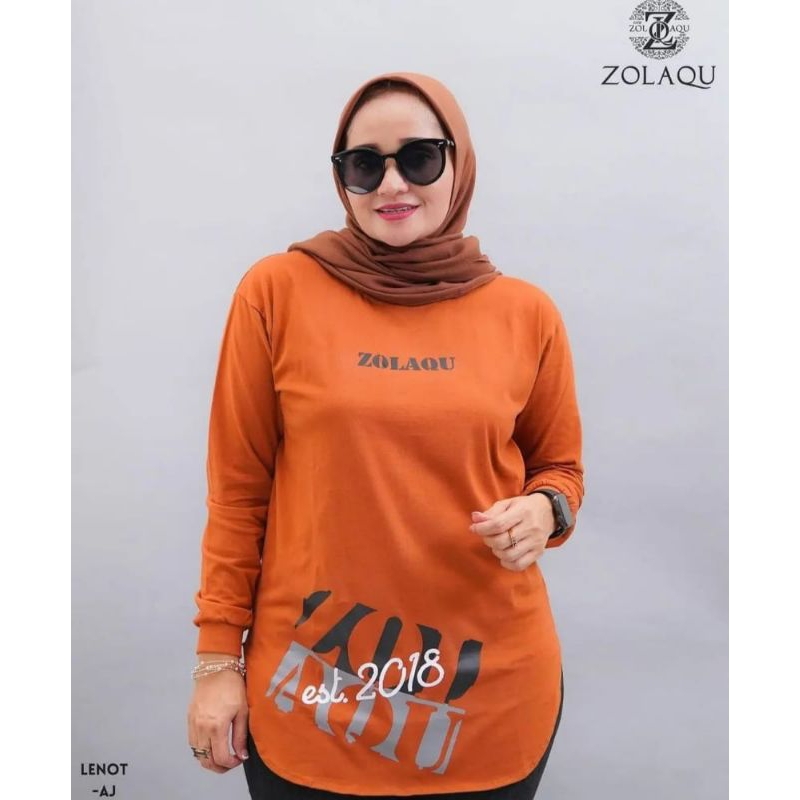 Kaos tunik oval zolaqu semi tunik ZOLAQU ORIGINAL atasan oval kaos combed kaos lengan panjang kaos w