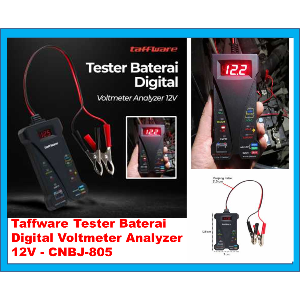Alat Tester Aki -Aki Tester Digital Voltmeter Analyzer 12V Alat Test Aki Mobil Motor 12v Tester Accu