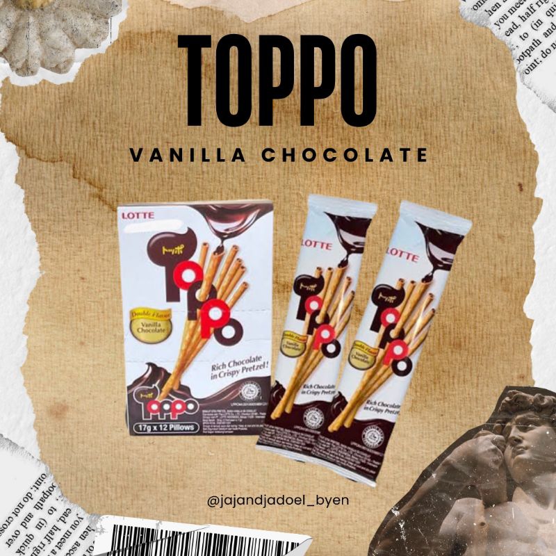 

LOTTE TOPPO Biskuit Stik rasa cokelat vanila | 1pack isi 12pcs