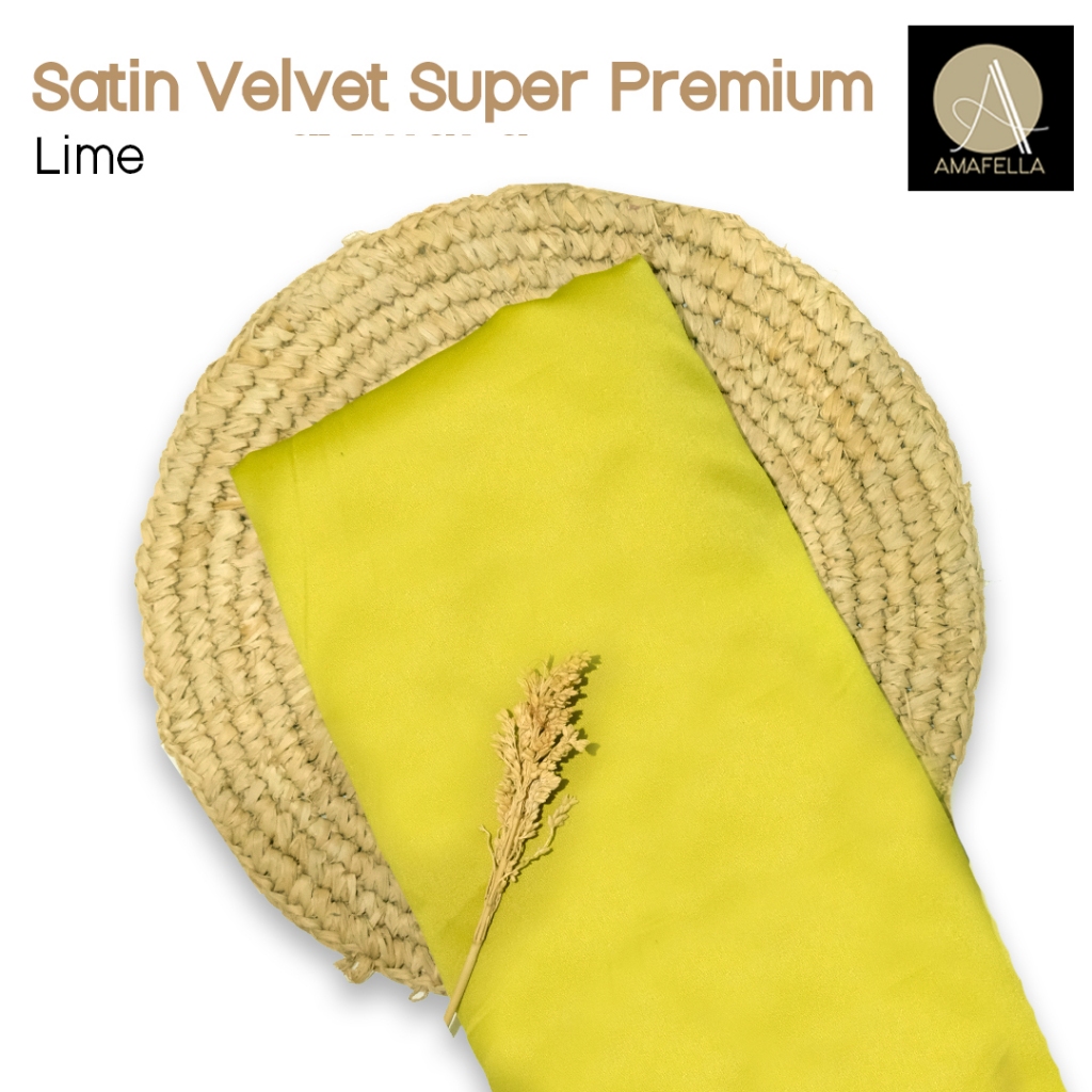 1/2 meter Kain Satin Velvet Super Premium Bahan Bridesmaid Seragaman Warna Lime