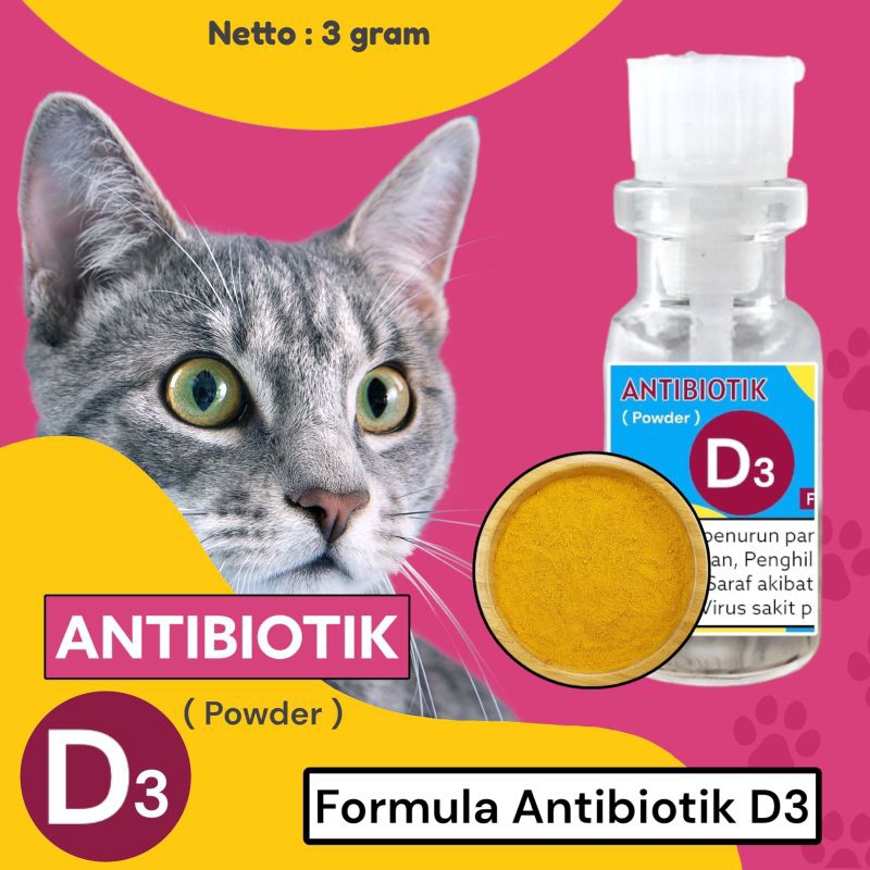 ANTIBIOTIK KUCING D3 POWDER | Vitamin kucing | Antibiotik Kucing | Kesehatan Kucing