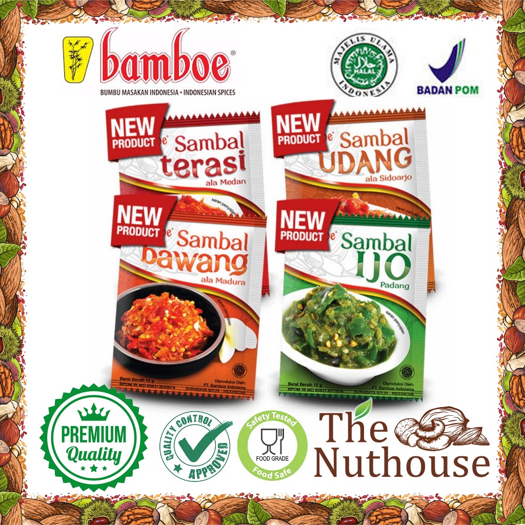 

BAMBOE Sambal Khas Nusantara Sachet Ijo Udang Bawang Terasi 15gr [HALAL]