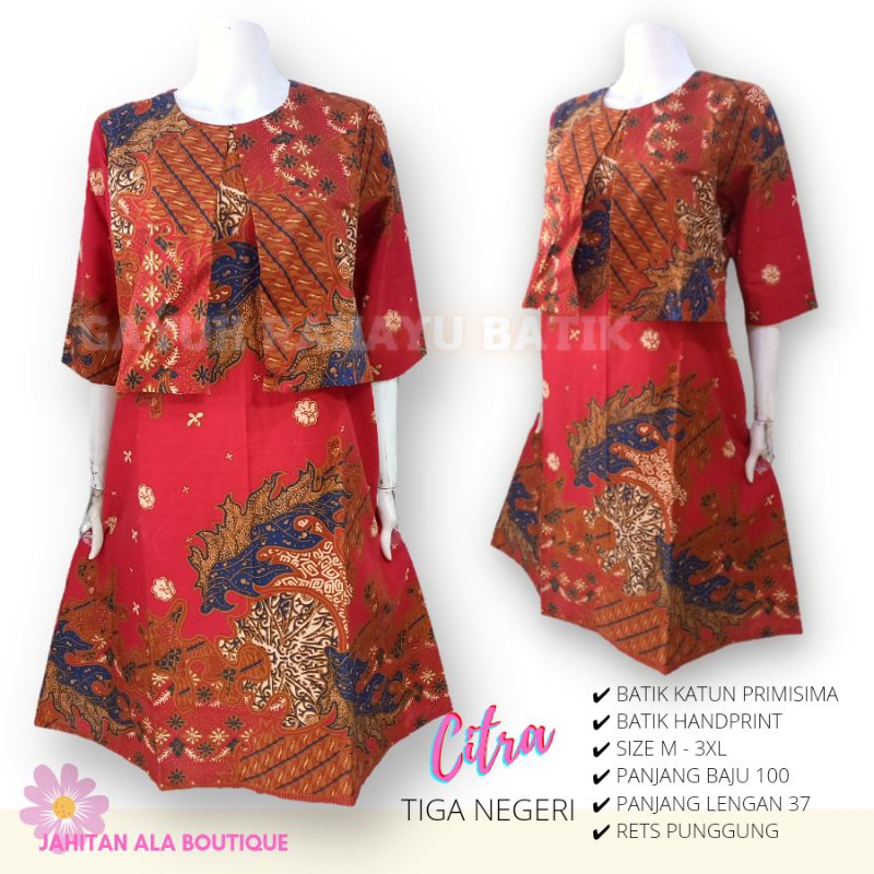 CITRA 3 NEGERI TRIKOT - Dress Batik Wanita Modern Untuk Pesta Premium, Dress Batik Trikot, Dress Bat