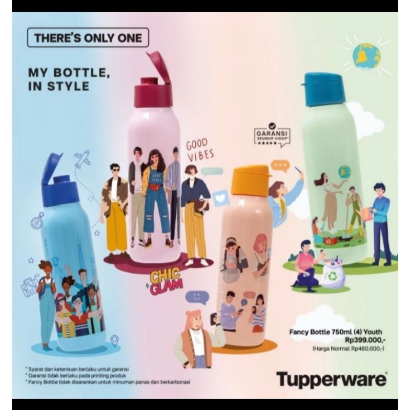 botol minum tupperware 750 ml / fancy bottle 750 ml tupperware ecer