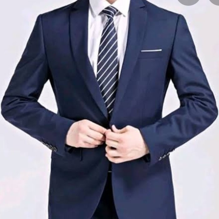 Atasan Pria Navy Blue Biru Dongker Jas Blazer Laki-laki Jas Formal