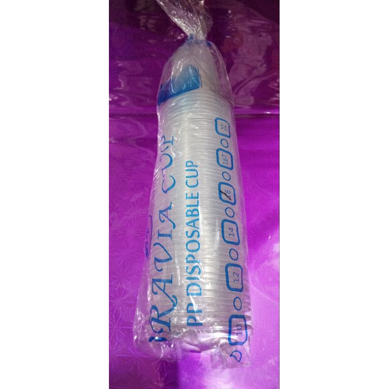gelas plastik minuman/ pp disposable cup 16oz@50biji