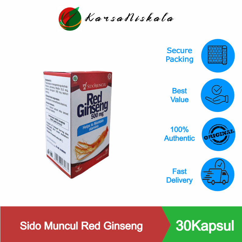 Sidomuncul Red Ginseng isi 30 Kapsul - Suplemen Ginseng Korea Berkualitas Tinggi