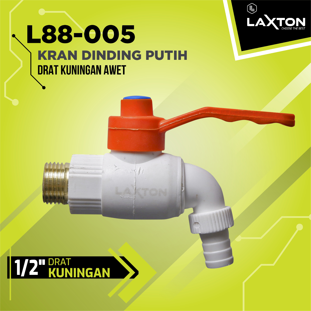 LAXTON Kran keran air dinding plastik drat 1/2" kuningan L88-005