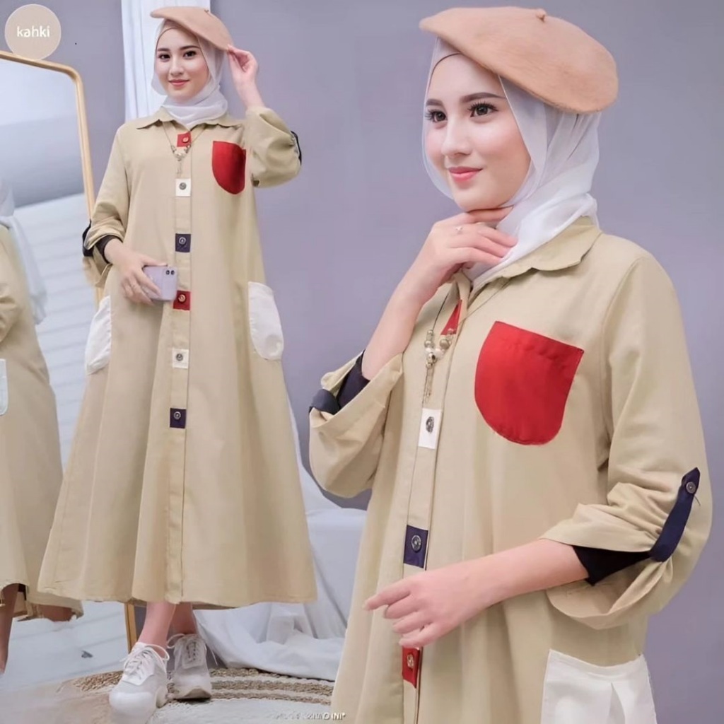 REBEKA MIDI DRESS [COD] Midi Dress Terbaru Bahan Katun Linen Rami Midi Dress Korean Style Gamis Keki