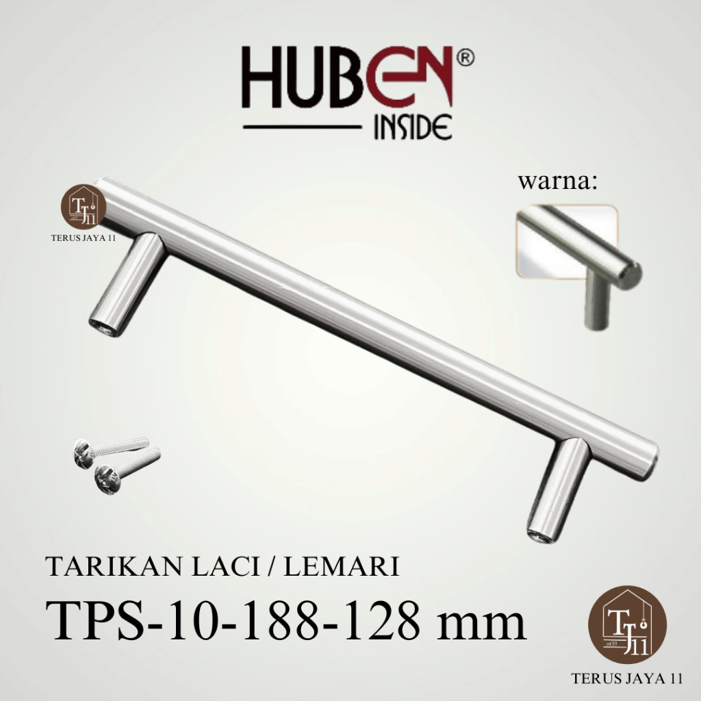 HUBEN Tarikan Laci TPS-10 / Tarikan Lemari merk HUBEN TPS-10-188-128 MM Brush Nickel