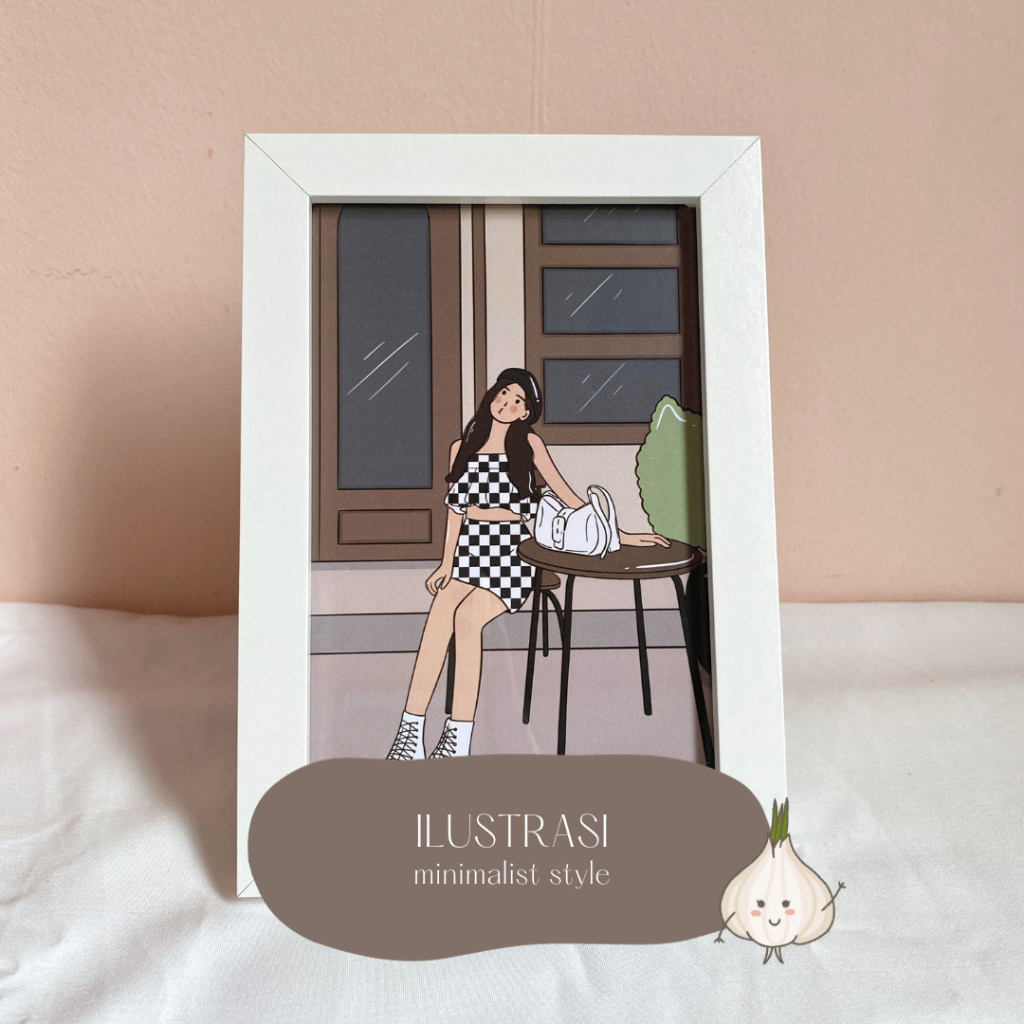 [maneul.id] frame 4R 1 sisi ilustrasi | custom gift box kado ilustrasi