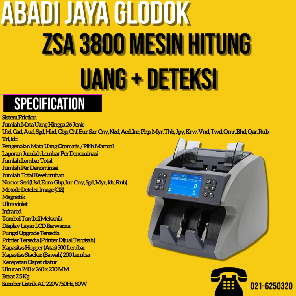 ZSA 3800 MESIN HITUNG UANG + DETEKSI