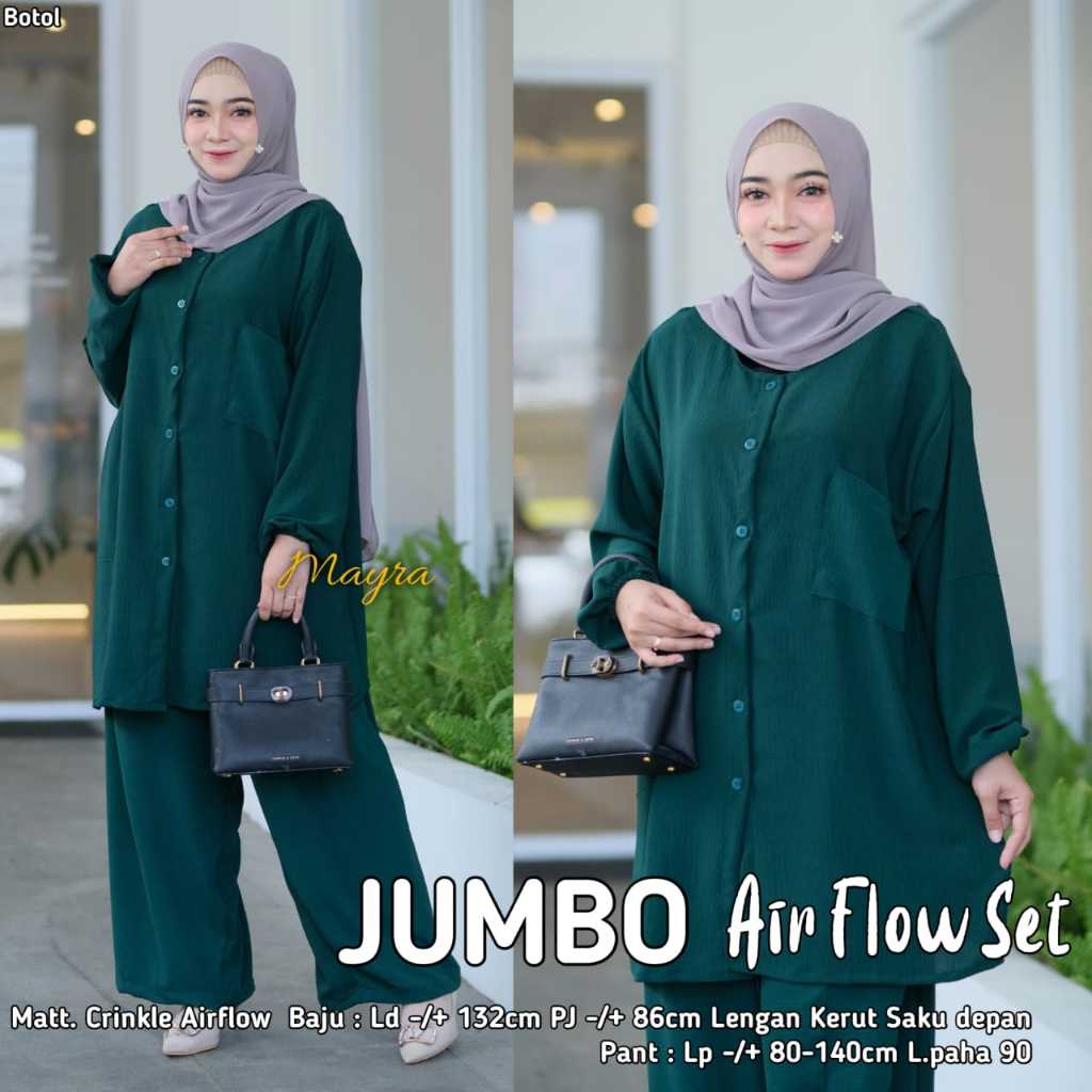 Setelan Jumbo Super Besar LD 130 Muat Bb 100 Atasan Tunik Kemeja Wanita Bawahan Celana Panjang Set P