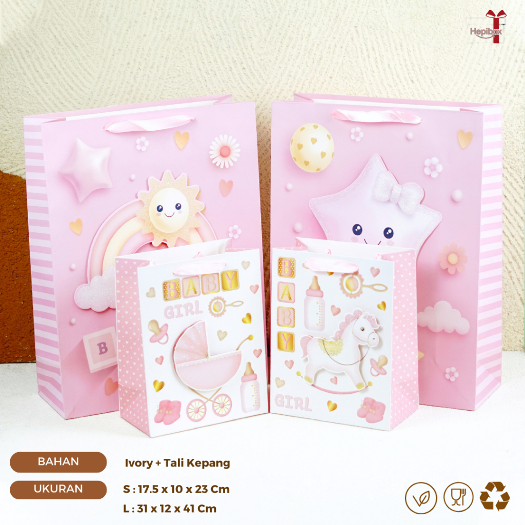 

Paper Bag Motif Baby Girl / Goodie Bag Baby Girl / Tas Kado Motif Baby Girl / Paperbag baby shower/ Paper Bag Ulang tahun | AL01C1 - AL03C1