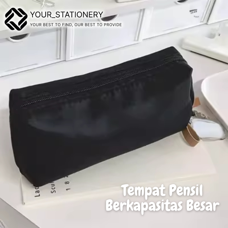 

[Your_Stationery] Black Pencil Case/Tempat Pensil Estetik Warna Hitam Berlapis Kapasitas Besar