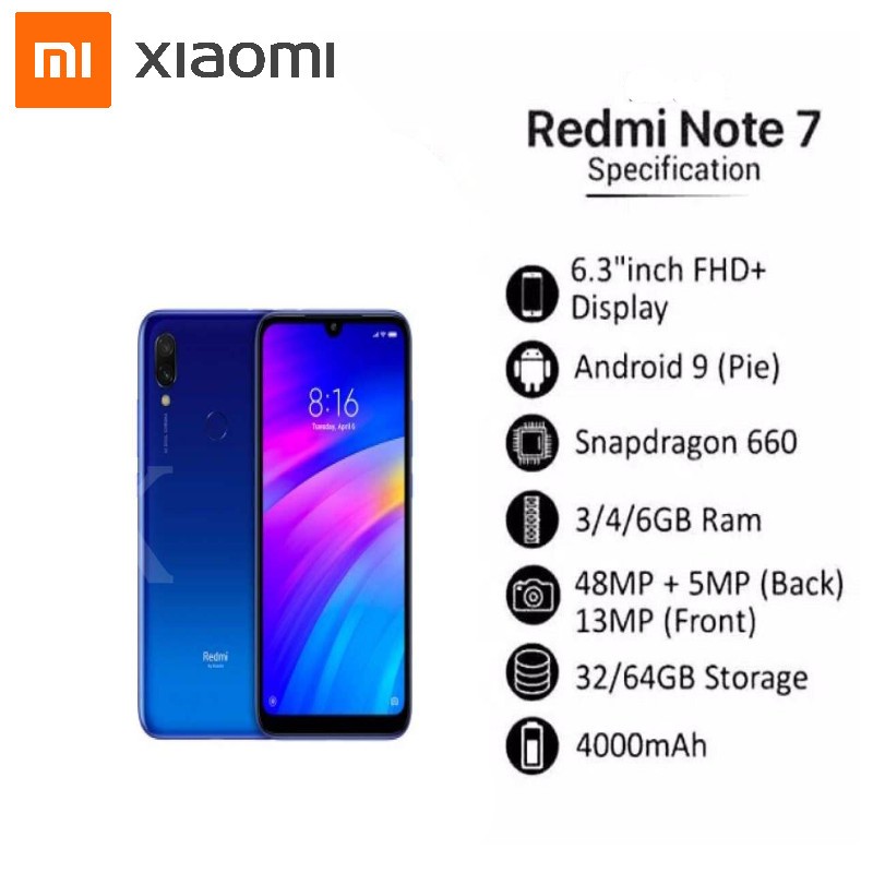 SALE  Handphone Xiaomi REDMI NOTE 7 RAM 3/32GB