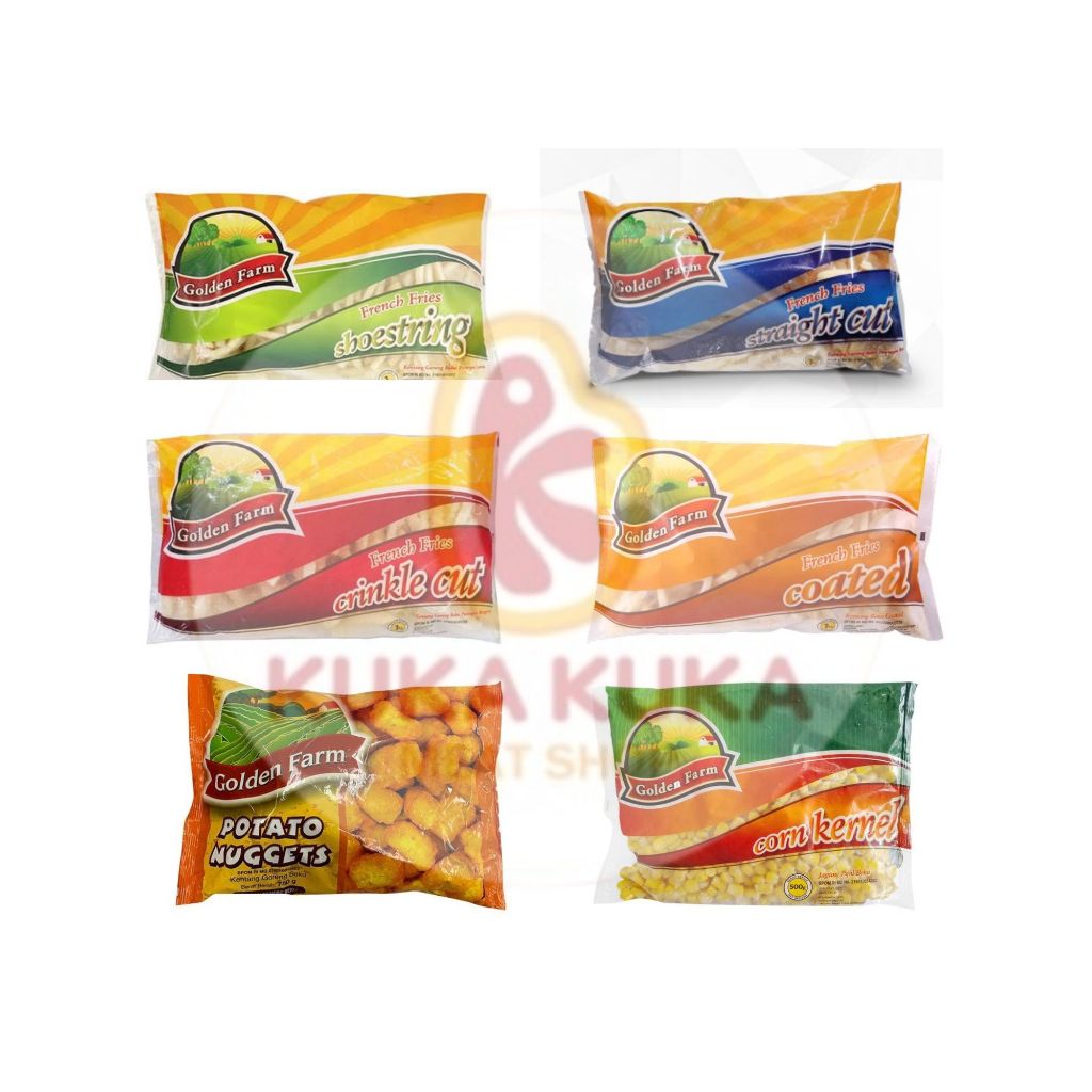 

Golden Farm French Fries Kentang Goreng Shoestring | Straight Cut | Crinkle Cut | Coated | Potato Nugget | Corn Kernel