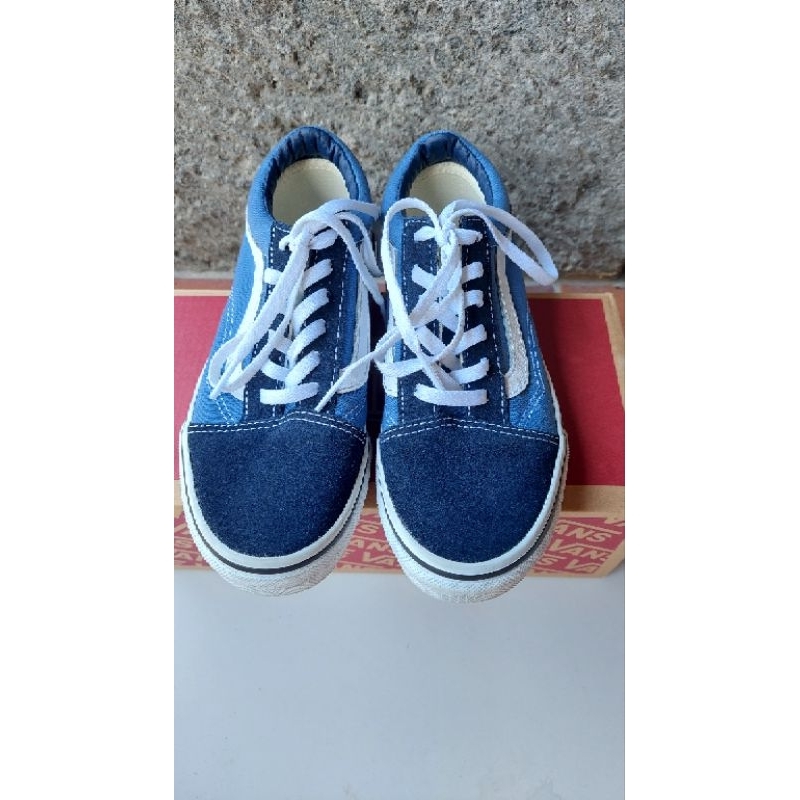 SECOND - Vans Kids VN000W9TNWD Old Skool Sepatu Anak, Navy True White, size EUR 31,5