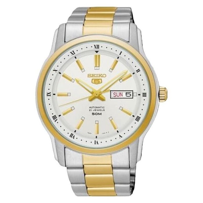 Seiko 5 SNKP14K1 Jam Tangan Pria Silver Gold Original