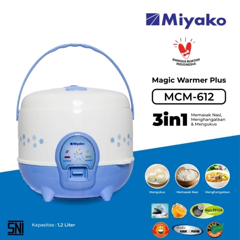 MIYAKO 612 Magic Com Penanak Nasi Rice Cooker MIni Kecil 1,2 Liter