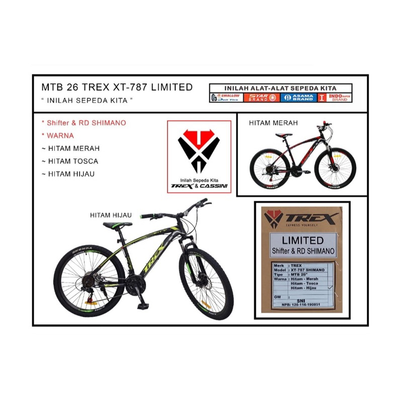 Sepeda MTB 26” TREX Xt-787 Shimano