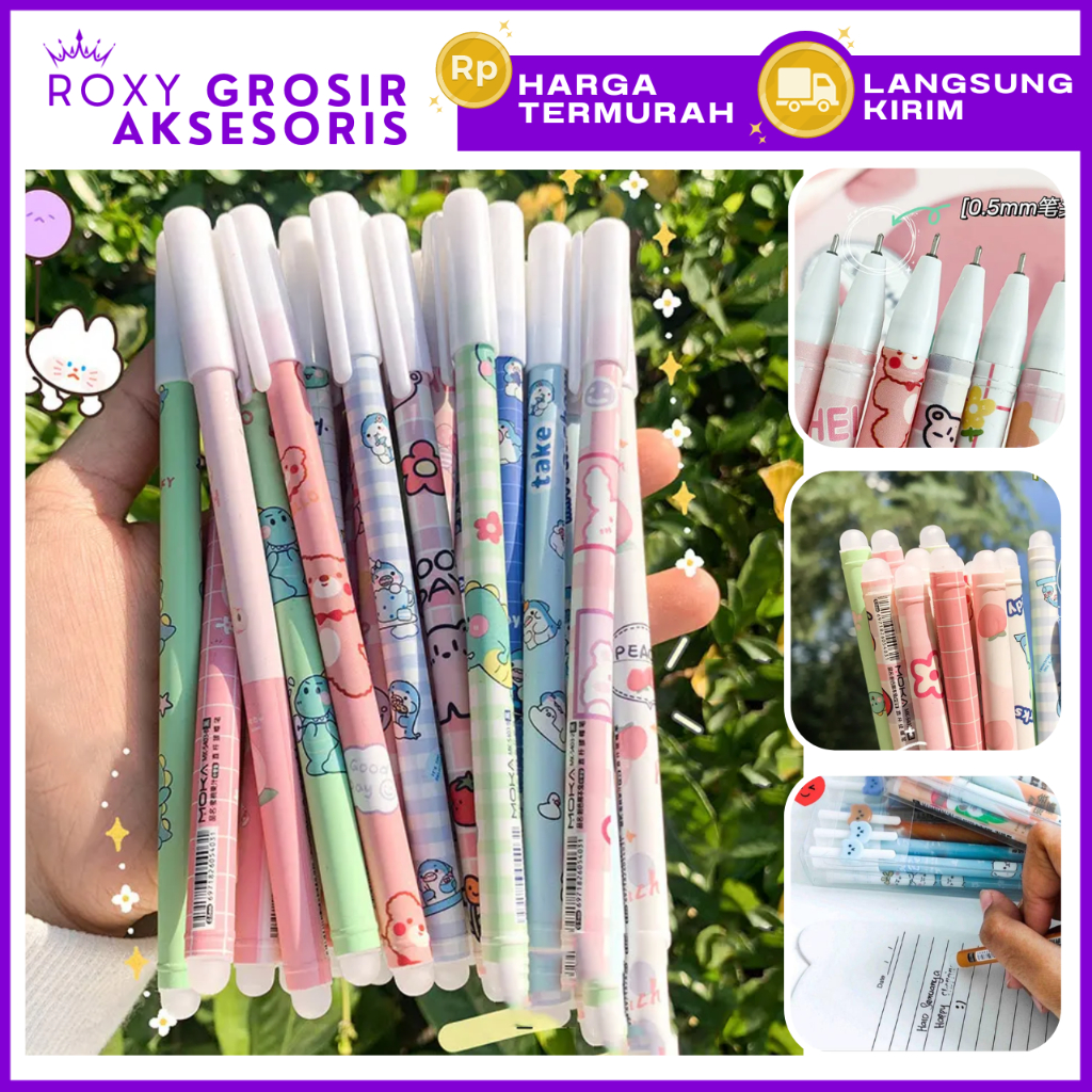 

Pulpen Bisa Hapus Erasable Ballpoint Pen dengan Penghapus Karakter Motif