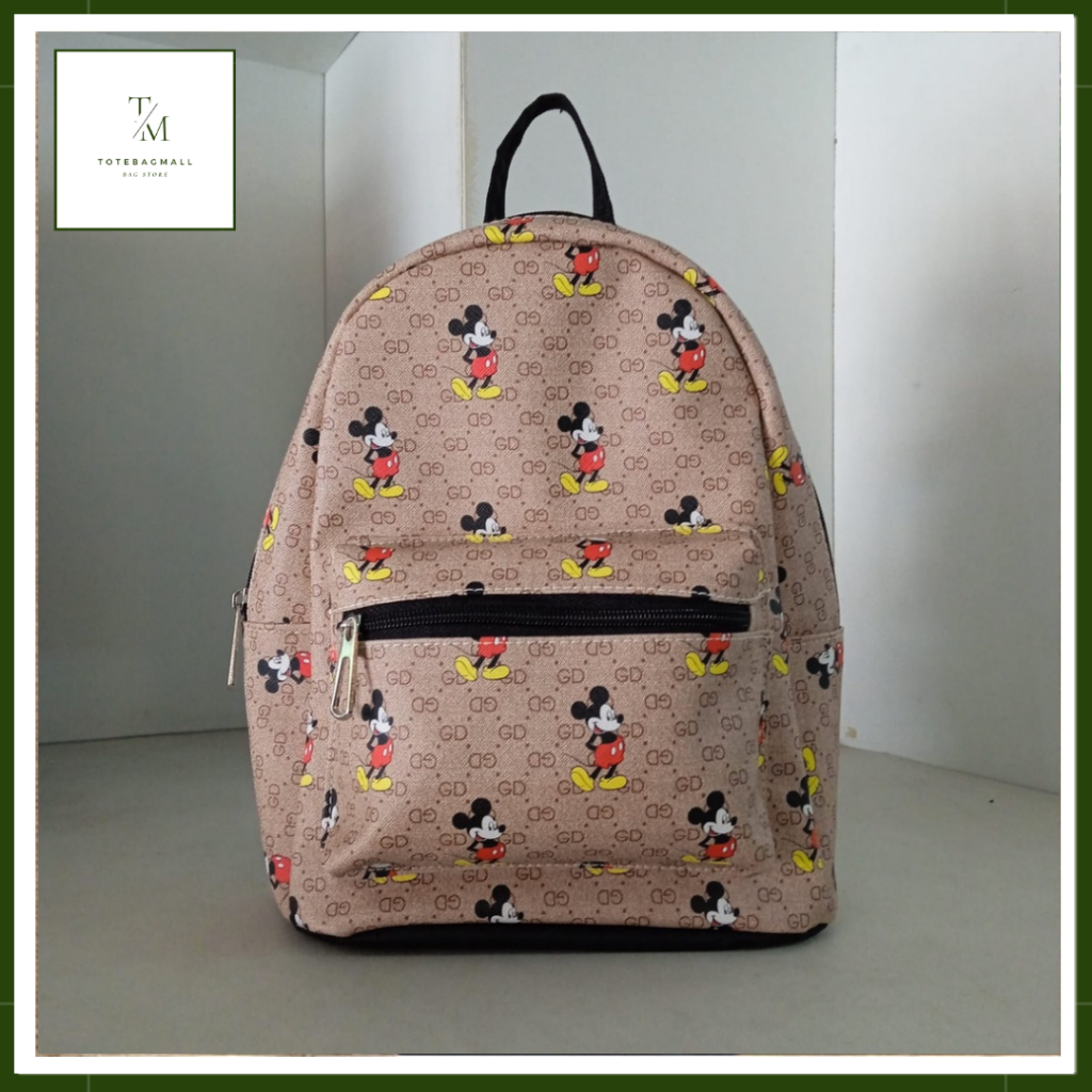 [MURAH BANGET] Ransel Kecil Wanita Lucu Motif Mickey Mouse Tas Mini Anak Perempuan Korean Style Waterproof Totebagmall