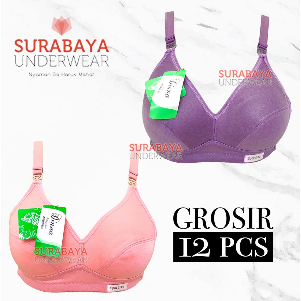 [ 12 PCS ] SPORT BRA KATUN NYAMAN BUAT SEHARI HARI SIZE BESAR MERK DN (SIZE 34-46)