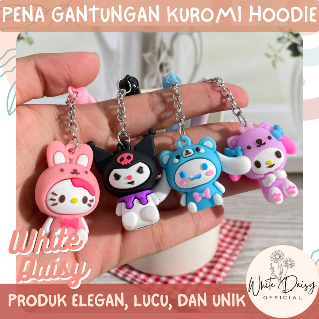 Pena gantungan kuromi hoodie premium unik pulpen melody kostum lucu