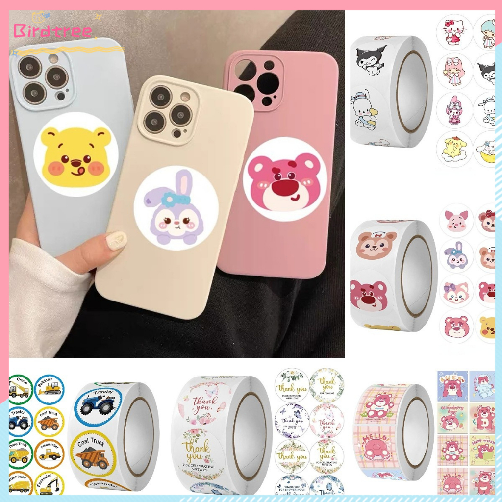 

[Ready❤️]1 Roll (500 PCS) Sticker Label Makanan Tulisan Motif Sanrio Strawberry Bear Kartun Flower Colourful Mobil Untuk Dekorasi Pesta Ulang Tahun Anak- BS
