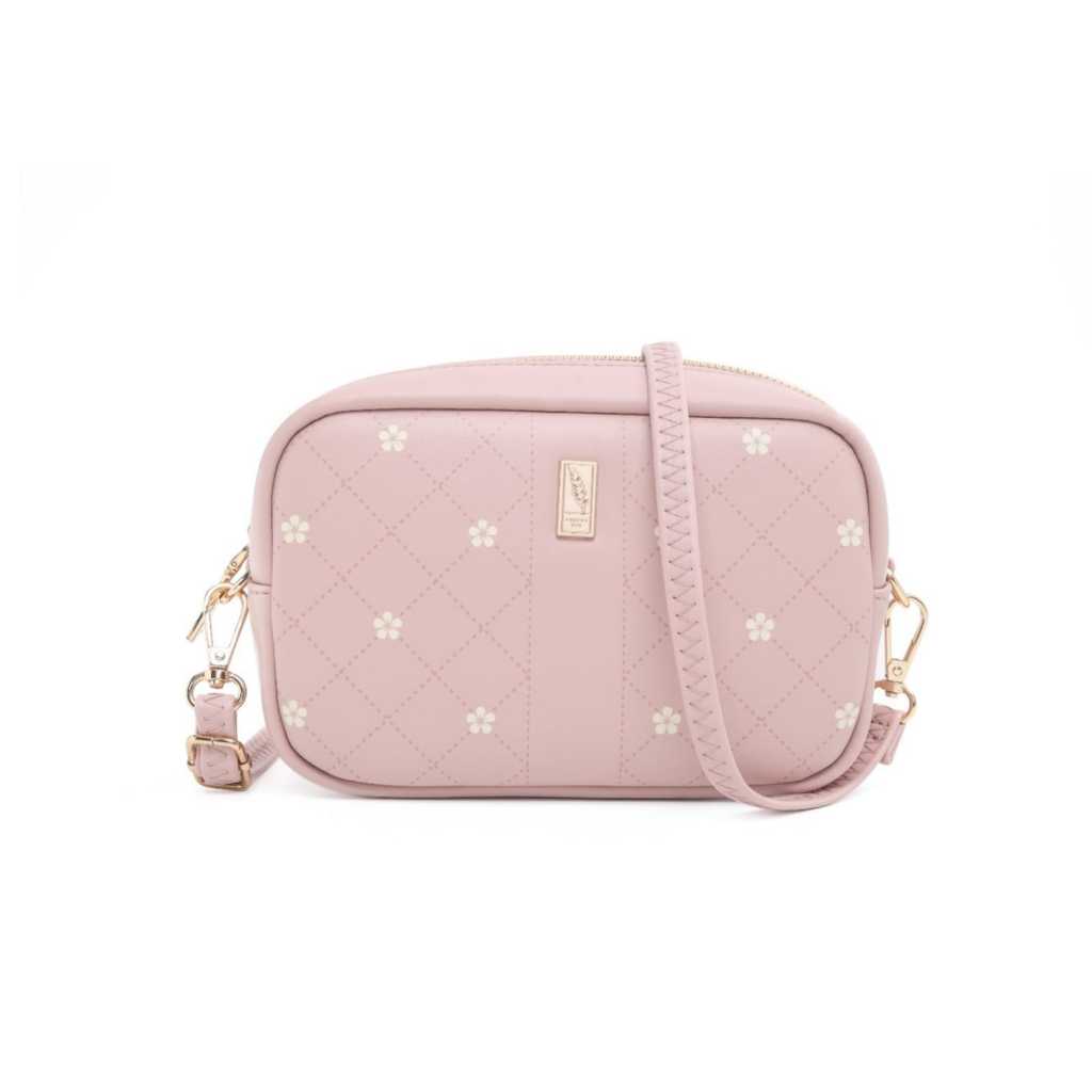 TAS SELEMPANG WANITA TA911P3 MORQUELLA ORIGINAL PRETTYZYS  KULIT PINK KECIL  SLING BAG  KEKINIAN SIM